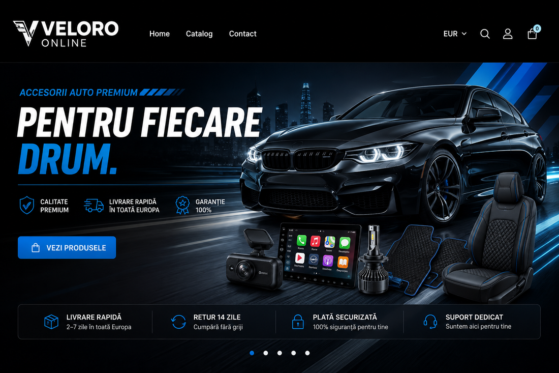 Accesoriu auto premium pentru siguranță și confort, inclusiv camera, încărcător, suport și sistem de navigație, pentru fiecare șofer din Europa.