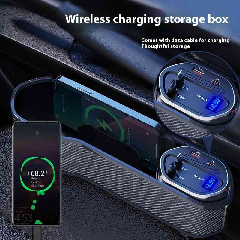Organizator pentru fante auto din plastic durabil, cu spațiu pentru telefon și obiecte mici, montat în interiorul mașinii, design modern
