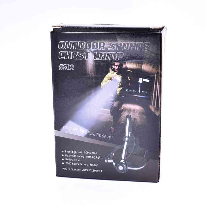 Cutie de ambalaj pentru lanternă LED pentru activități outdoor, cu imagine a utilizatorului în mediu urban, model 5508