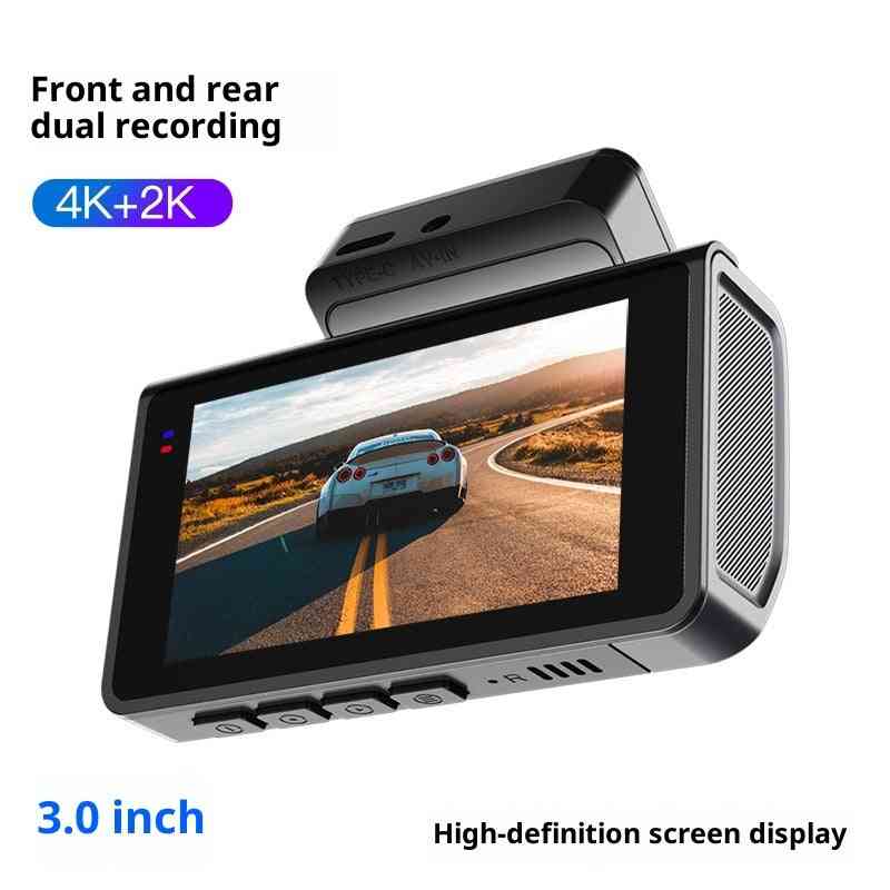 DVR auto cu ecran HD de 3 inch, înregistrare duală 4K+2K, memorie 64GB, funcții Wi-Fi, GPS, detectare mișcare, monitorizare parcare