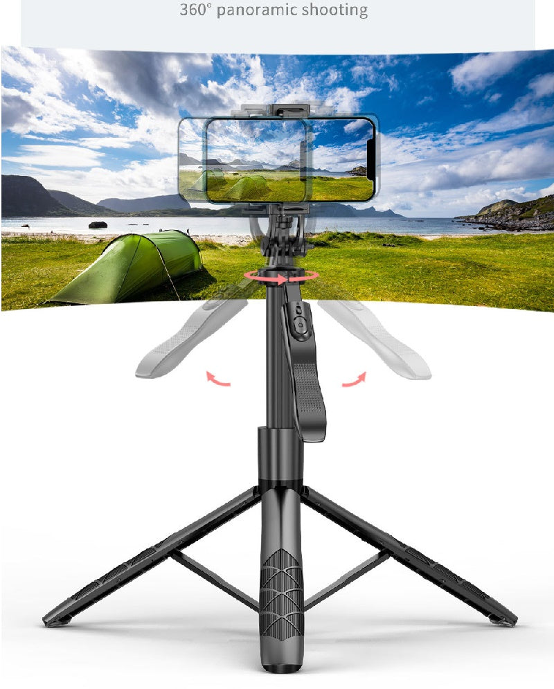 Adjustable tripod phone holder for 360-degree panoramic landscape photography