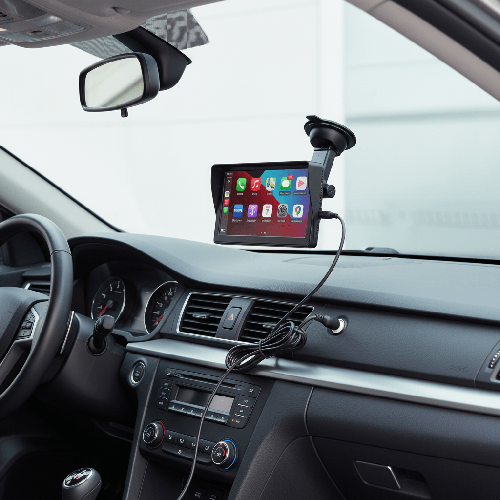 Ecran Auto Wireless CarPlay montat pe bordul mașinii